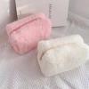 Plush cosmetic bag in macaron color, sweet and large-capacity storage bag, high appearance level bag Application Scenario